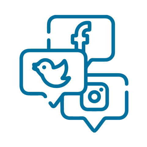 Icône représentant la gestion des réseaux sociaux